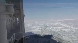 Shirase Icebreaking out of Syowa, Antarctica