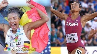 Thiam wins 2nd heptathlon title; Anna Hall breaks a JJK record and wins USA's 1st medal since 2001