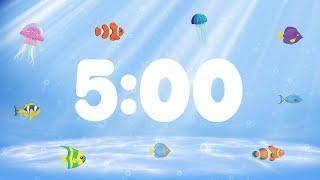 5 Minute Countdown Timer for Kids with Alarm and Fun Music | Under the Sea 