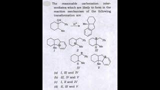 Q)75 ‖ Reasonable Carbocation Intermediates which are likely to form in the reaction mechanism ‖ PYQ