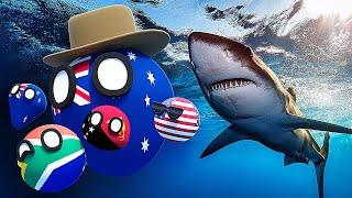 COUNTRIES SCALED BY SHARK ATTACKS | Countryballs Animation