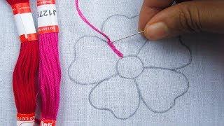 Hand Embroidery, Net Stitch Embroidery Flower, Easy Flower Embroidery