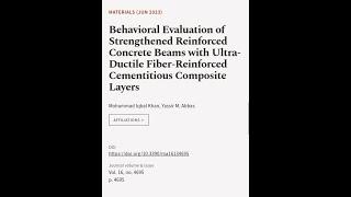 Behavioral Evaluation of Strengthened Reinforced Concrete Beams with Ultra-Ductile Fi... | RTCL.TV