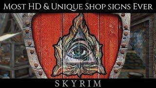 4K ALL UNIQUE AND HD SHOP SIGNS | Skyrim SE Ultra ENB Graphics