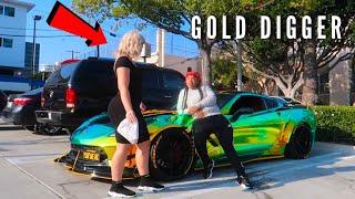 Epic Gold Digger *PRANK* with $100,000 Corvette !! (She likes me)