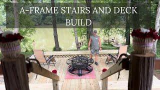 River A-Frame Cabin Stairs and Deck With Railing Addition Build