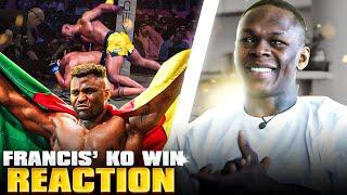 Israel Adesanya Reacts To Francis Ngannou's Emotional KO Win & Talks Best Heavyweight Debate