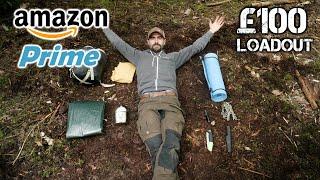 £100 Amazon Prime Camping Challenge (Next Day Delivery Bushcraft Loadout)