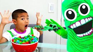 Eric Pretend Play Story about Green Slime Monster | Funny Kids Sci-Fi Video