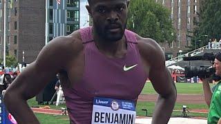 Men’s 400m Hurdles Round 1 Heat 1, 2024 U.S. Olympic Trials, Rai Benjamin