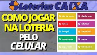 Como Jogar na Loteria pela Internet usando apenas o celular. Loterias Caixa -Mega Sena, Lotofácil...