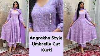 Angrakha Style Umbrella Cut frock/Kurti Cutting and Stitching /New Kurti Design/Trendy Kurti Design