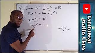 NECO 2020 Question 9 | Logarithmic Equation