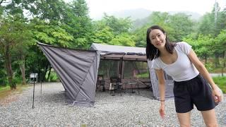 Heavy shower, solo camping with a new tent.