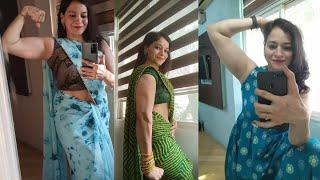 Saree Beauty with Huge Biceps || Indian muscle girl || Indian Beautiful muscle girl Muscle Flexing