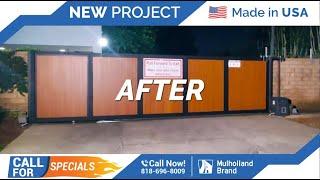 Large Woodlike Aluminum Sliding Gate installed at airport n Van Nuyes, CA area.