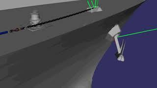 Simulation of the anchor maneuver of a ship