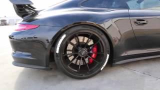 Porsche GT3 Departs Shop After Onsite Tire Lettering Installation