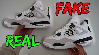 REAL VS FAKE!  NIKE AIR JORDAN 4 MILITARY BLACK SNEAKER COMPARISON!