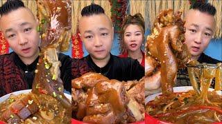 ASMR MUKBANG | BRAISED PORK WITH VERMICELLI | BRAISED PORK ELBOW WITH PULLED NOODLE