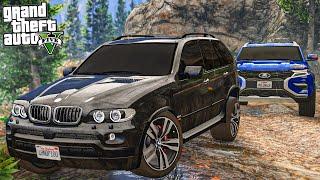 РЕАЛЬНЫЕ ПАЦАНЫ В GTA 5 - ЗАСТРЯЛ В ГРЯЗИ НА BMW X5 И НИВЕ! ПОПАЛИ ПОД ДОЖДЬ ПОСЛЕ РЫБАЛКИ! ВОТЕР