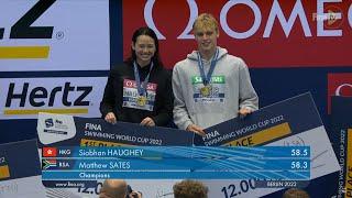 Swimming World Cup Berlin 2022 Women’s Berlin Champion  Siobhan Haughey 何詩蓓