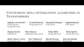 Uncovering mesa-optimization algorithms in Transformers