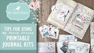 Tips for using printable junk journal kits | My Porch Prints | Resizing Pages | Printing on the Back