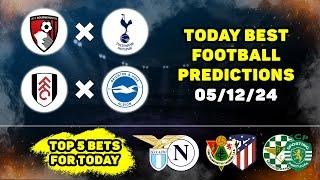 Football predictions today betting tips Fulham vs Brighton, Bournemouth vs Tottenham, Lazio - Napoli