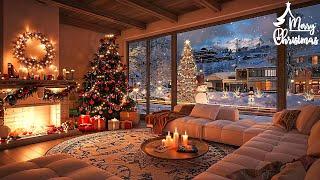 Instrumental Christmas Jazz Music 2025  Cozy Coffee Shop Ambience with Relaxing Fireplace Crackles