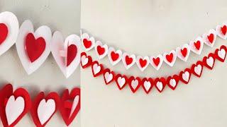 Paper Heart Garland | Paper Heart Hanging for Valentine's Day Decoration | DIY | Paper Heart