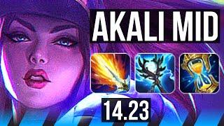 AKALI vs YASUO (MID) | 6 solo kills | KR Master | 14.23