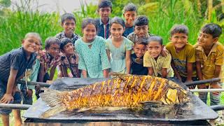 Kids Cook Giant 12KG Fish in Village Picnic – Fun BBQ Feast! | গ্রামে ১২ কেজি মাছ ভাজা চড়ুইভাতি!