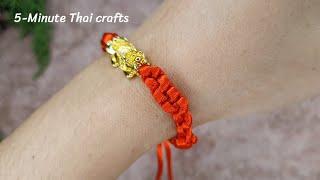 How to make a red rope bracelet with ji bei xia /DIY red rope bracelet