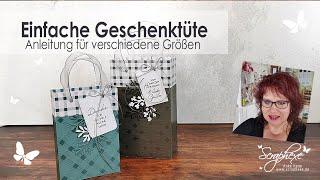 Einfache Geschenktüte | Designerpapier Karo-Glanz | Anleitung für verschiedene Größen