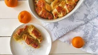 Слойки с мандаринами в карамельном сиропе - новогодняя выпечка на Новый год 2018