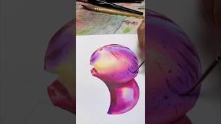 Adding a layer wet on wet over a plum #watercolorpainting