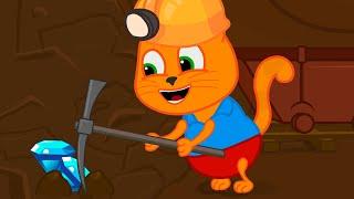 Cats Family in English - A cave of diamonds Cartoon for Kids