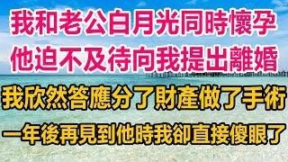 我和老公白月光同時懷孕，他迫不及待向我提出離婚，我欣然答應分了財產做了手術，一年後再見到他時我卻直接傻眼了#為人處世 #情感故事 #生活經驗 #情感 #家庭故事