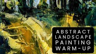 Abstract Landscape Painting Warm-up | 15 minute time limit (sped up) | Acrylic Painting Journal