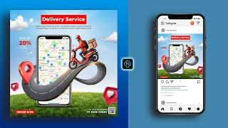 Product Delivery Service Social Media Banner Post Design in Photoshop Tutorial