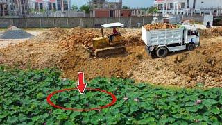 Technique Pushing SOIL using Bulldozer D31-P KoMATSU & Fill land with truck 5T