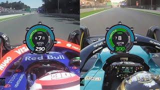 F1 0-300km/h acceleration Mexico DRS vs Non-DRS