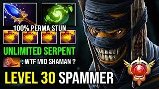 WTF Level 30 Mid Shaman Spammer Create Unlimited Serpent Ward with 100% Perma Stun Lock Dota 2