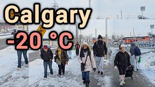 Snowfall and Extreme Cold  in Calgary Alberta Canada. Calgary winter Walking tour #Calgary #alberta