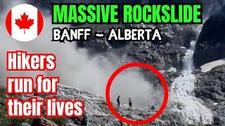 SHOCKING Images from Canada -Rockslide targets Trail with many Hikers at Bow Glacier Falls in Banff