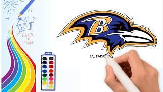 How to Draw -Drawing the Baltimore Ravens logo - coloring Pages for kids | Drawing logo Channel