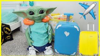 Baby Yoda Packing Suitcase for Vacation ️