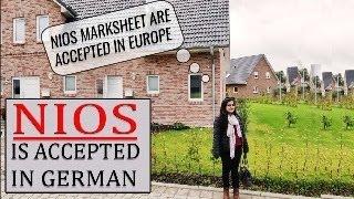 NIOS mark sheet is accepted in Germany/ Europe/ Apply with National Open Schooling mark sheet