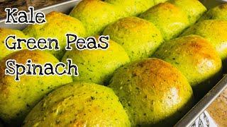 Vegetable dinner rolls ( veggie buns with kale spinach and green peas) | Papay Bread ATBP